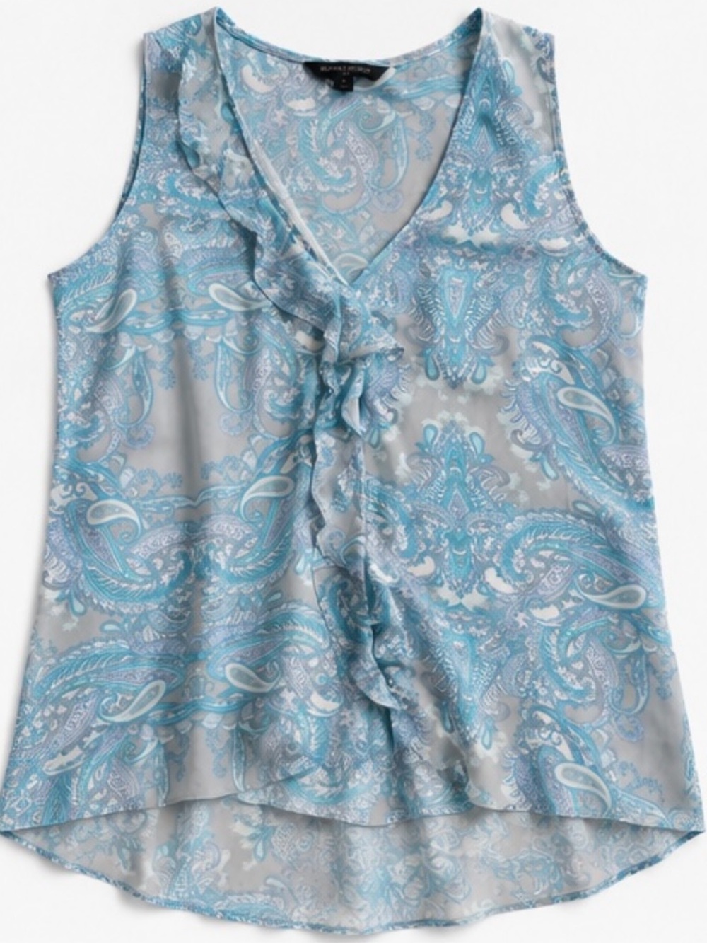 Banana Republic Light Blue Paisley Ruffle V-Neck Camisole